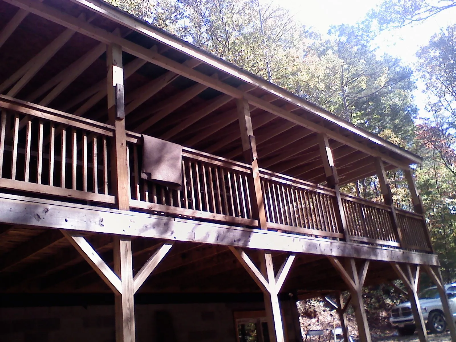 Timber framing under a new elevated porch and deck — Roof Leak Repair in Rutherford College by Roofing Brothers